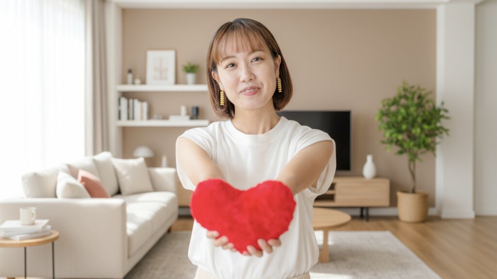 ハートを差し出す女性