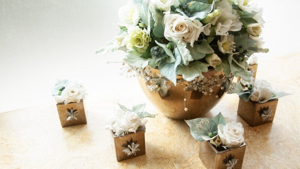 飾られたフラワーブーケ